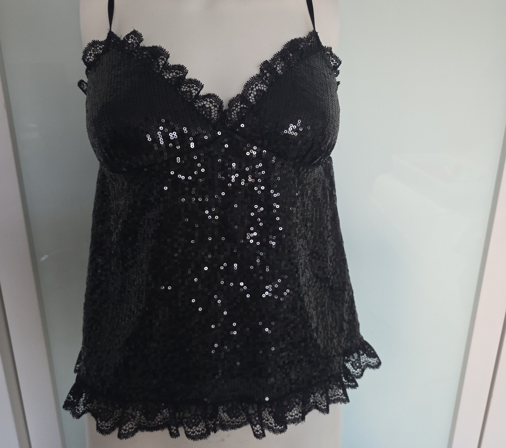 Victoria's Secret Black Sequin Lace Cami